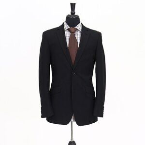 Verno Fashion 40R Black Solid 2-Button Sport Coat Blazer Jacket G156